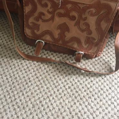 Leather bag with shoulder strap $25