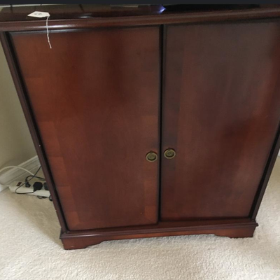 Entertainment cabinet$69- setup for electronics behind the double doors
