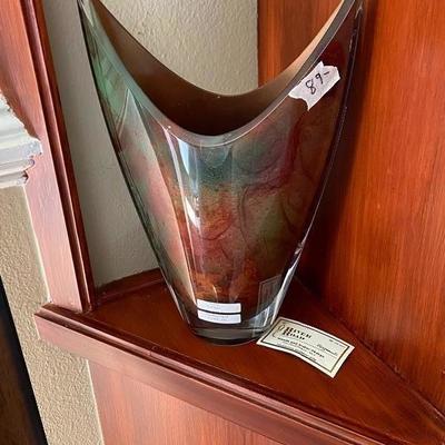 Hand blown glass vase $89