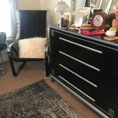 Custom Painted Black & Silver Dresser