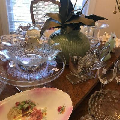 Crystal Sewing Pieces, Glass Plates, Glass Serving Pieces, Glass Plate