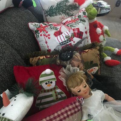 Christmas Pillows and Dolls