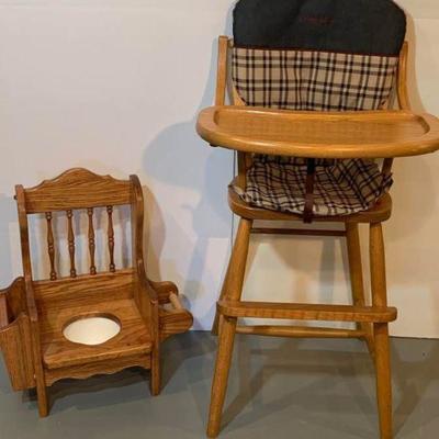 Wooden High Chair and Potty Trainer