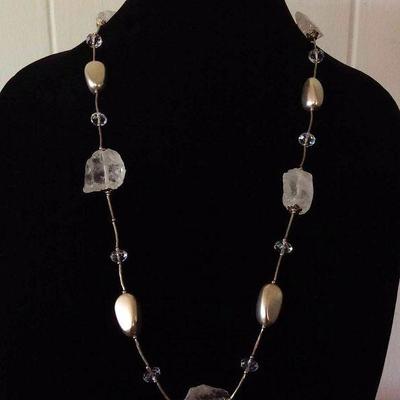 MMC036 Clear Crystal Free Form Beaded Necklace
