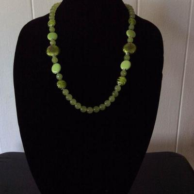 MMC040 Green Jade & Turquoise Beaded Necklace #2