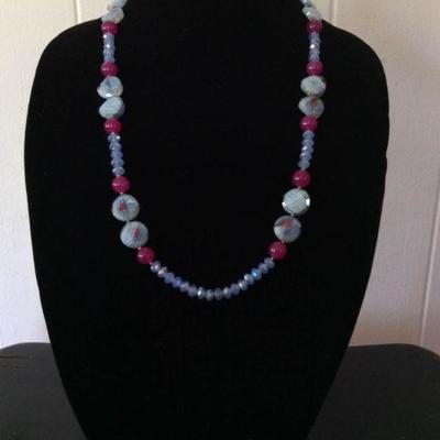 MMC029 Blue Crystal Beaded Necklace