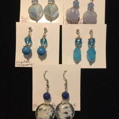 MMC072 Five Pair Blue Earrings