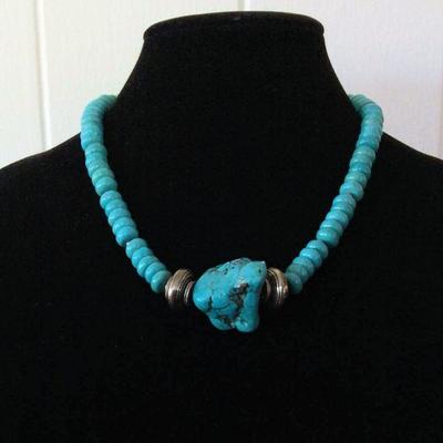 MMC061 Turquoise Free Form Pendant Necklace