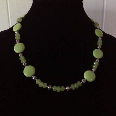 MMC044 Another Green Crystal & Turquoise Necklace 