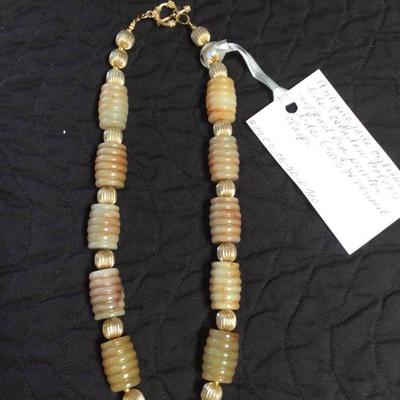 MMC019 Antique Jade Cylinder Bead Necklace 
