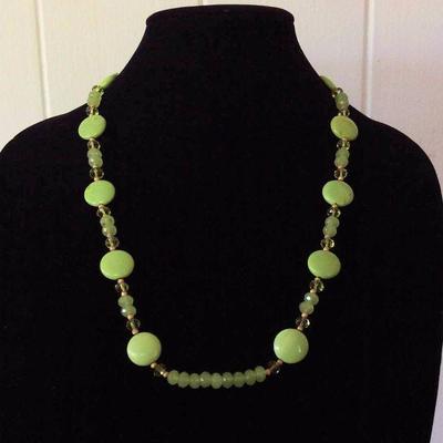 MMC043 Green Turquoise & Crystal Beaded Necklace 