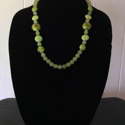 MMC039 Green Jade & Turquoise Beaded Necklace 