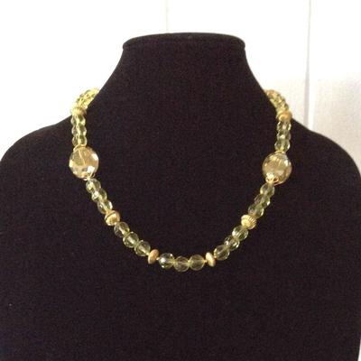 MMC046 Golden Toned Crystal Bead Necklace