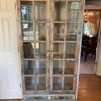 Painted Distressed 2-Door Display Cabinet $245