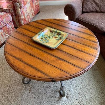 Round Wood Top and Metal Base Coffee Table $185