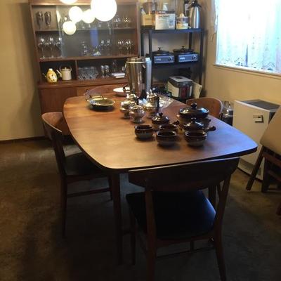 Mid - Century dining table and China cabinet.