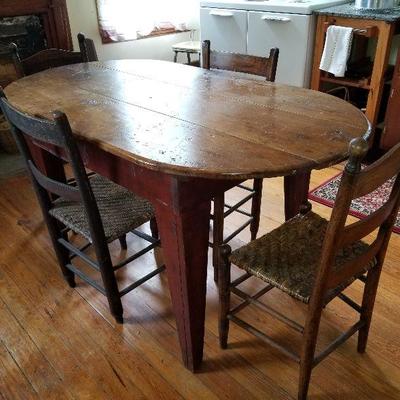 Antique Farmhouse Table with Chairs $500 (60