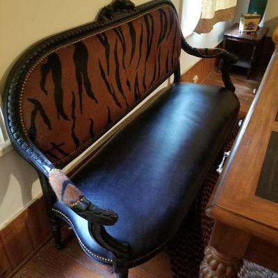 Lot #5  Animal Print and Leather Settee $325