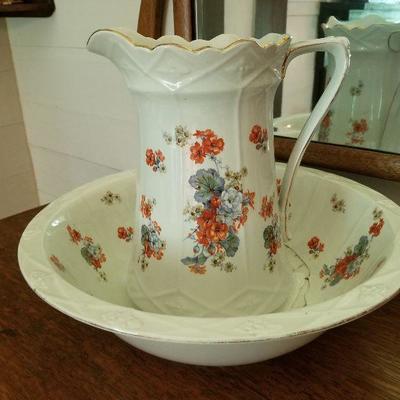 Burleigh Ware Bowl & Pitcher Made in England