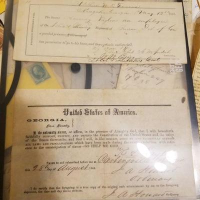 Lot #42 Civil War Era Documents- Allegiance to the United States after the war and Prisoner release document $100  ** reserve price