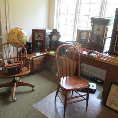 office furniture and  clocks to be sold at an online auction starting Wed evening