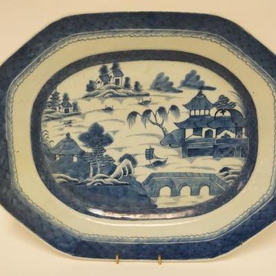 1016	CANTON BLUE & WHITE PLATTER, 15 3/8 IN X 12 5/8 IN 
