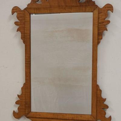 1012	ANTIQUE TIGER MAPLE CHIPPENDALE MIRROR, 16 3/4 IN X 25 1/4 IN
