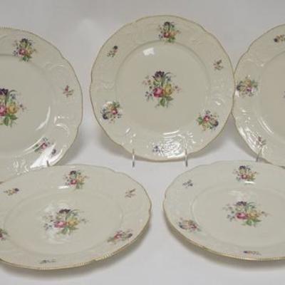 1043	SET OF FIVE ROSENTHAL PLATES W/ FLORAL DECORATIONS & BEADED RIMS, 10 IN

