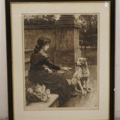 1026	HERBERT DICKSEE ORIGINAL ETCHING *A FRIENDLY FEELING MAKES US WONDEROUS KIND* IMAGE IS 19 3/4 IN X 25 1/2 IN OVERALL INCLUDING FRAME...