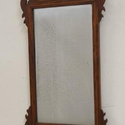 1011	ANTIQUE CHIPPENDALE MIRROR WITH STRING INLAY, ORIGINAL GLASS, 14 1/4 IN X 30 1/4 IN.
