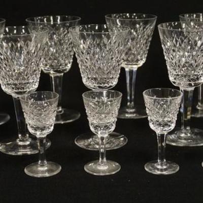 1022	16 PIECES OF WATERFORD STENWARE, 10 5 7/8 IN GOBLETS & 6 3 1/8 IN CORDIALS 
