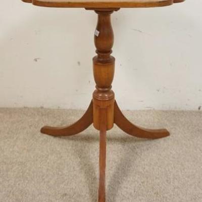 1073	ANTIQUE PINE CANDLE STAND, 18 1/4 IN X 16 IN, 26 IN H 
