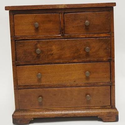 1018	ANTIQUE FIVE DRAWER MINIATURE CHEST, 13 7/8 IN W, 15 5/8 IN H 
