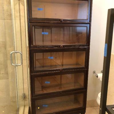 RM: 5 Stack (7 Pieces) Barrister Lawyer Glass Covered Book Case Antique Estate Sale Pickup ASIS Water damage down Side