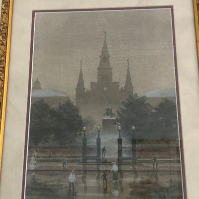 https://www.ebay.com/itm/124253176232	Pr1060: Adolph Kronemgold (1900-1986) St Louis Cathedral New Orleans Original Watercolor Framed...