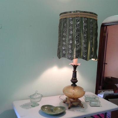 Vintage Amber Crackle Glass Lamp