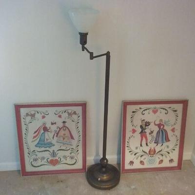 European Framed Art and Lamp