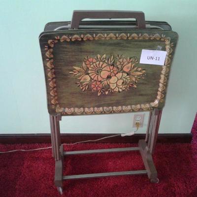 Vintage TV Trays on Stand