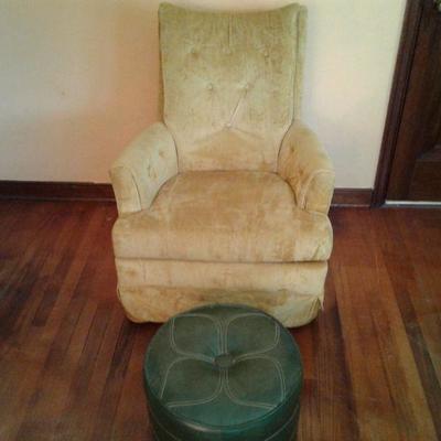 Vintage Chair and Retro Ottoman