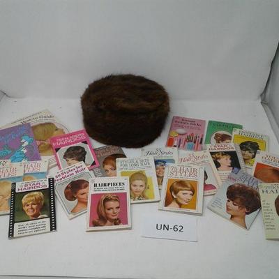 Vintage 60s Hair & Beauty Books and Real Fur Hat