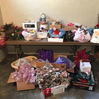 Large Grouping of Christmas Items and Ornaments