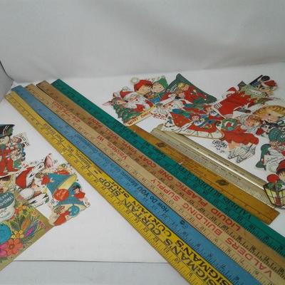 Yard Sticks and Christmas Ephemera Lot
