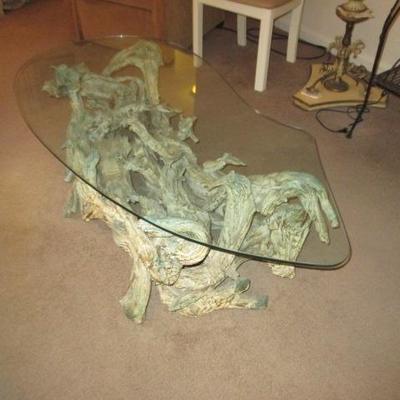 Mid Century Driftwood Table and Decorative Decor