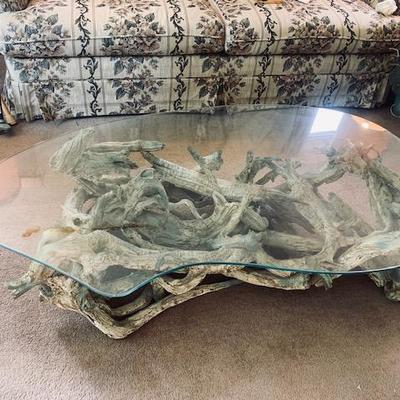 Mid Century Driftwood table and Decorative Decor