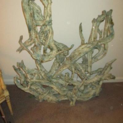 Mid Century Driftwood Table and Decorative Decor