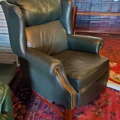 Lane Green Leather Recliner