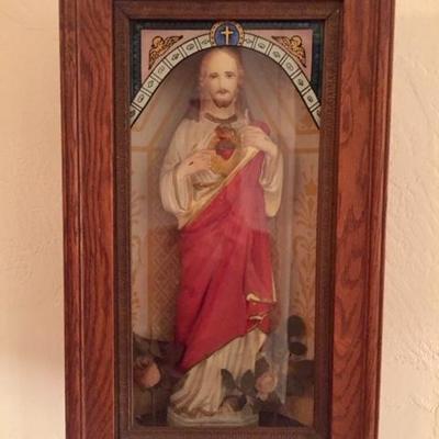 Sacred Heart Christ Figure in Antique Display Box