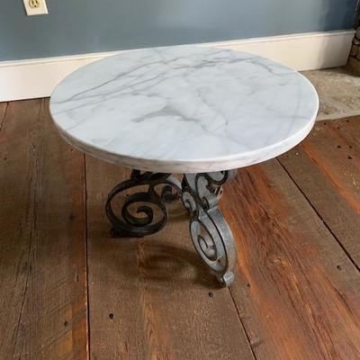 LOW MARBLE TOP AND METAL BASE OCCASIONAL TABLE $55