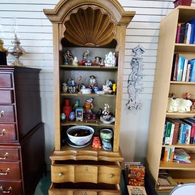 Drexel shell carved bookcase with 2 drawers