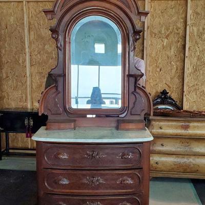 Beautiful Victorian Marble top Dresser w/Mirror
